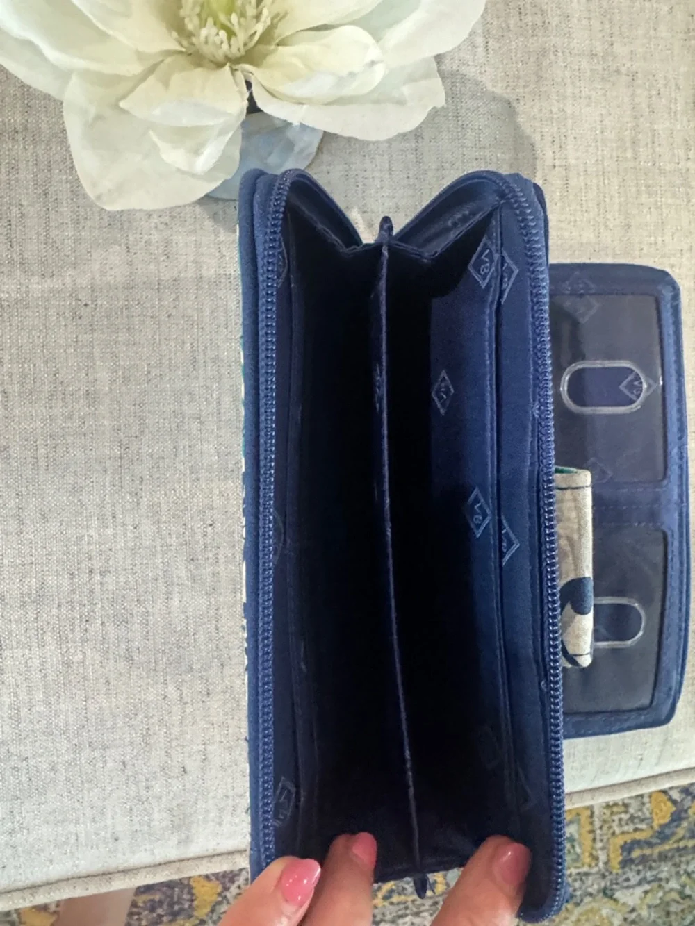 Vera Bradley Blue Teal Floral Quilted Wallet with Silver Turn-Lock - Picture 7 of 7